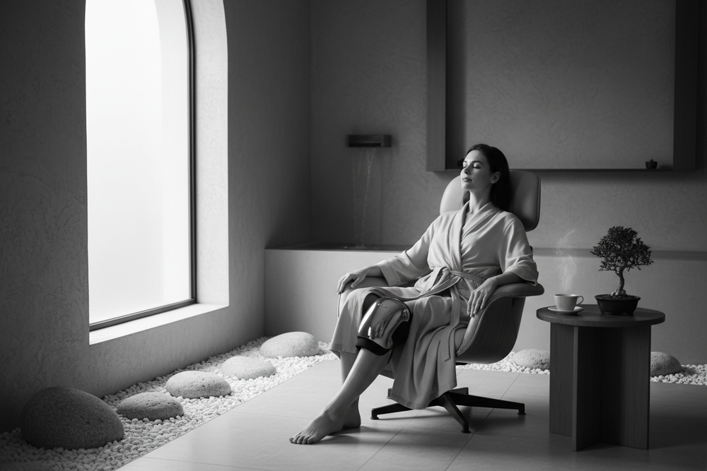 Luxury black and white knee massager wellness